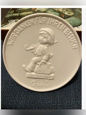 Hummel Goebel White Porcelain keepsake Plaque with Embossed Child Motif